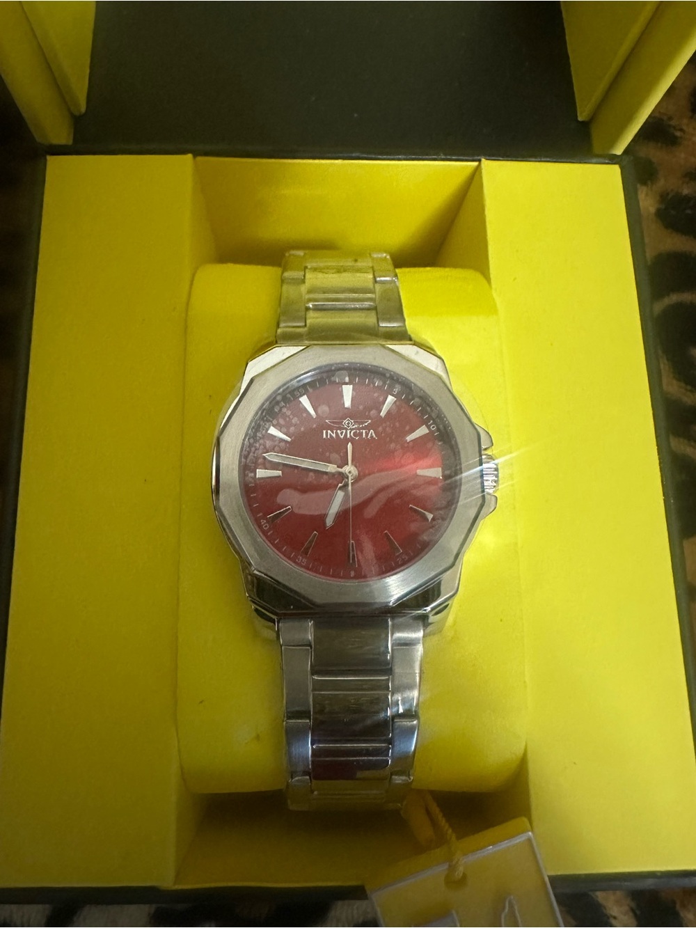 Invicta Women’s Silver Bracelet Watch with Red Sunburst Dial